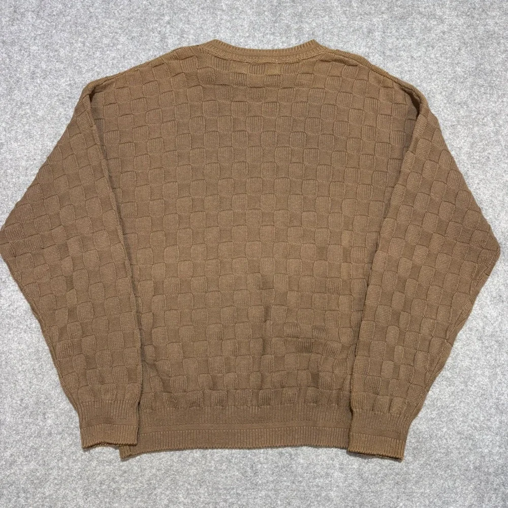 United States Sweaters Mens Large Brown Cotton Basketweave Crewneck USA Made